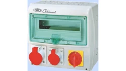 Rozdzielnica RSS-03 z rozłącznikiem 0-1 63A okienko 12 mod okablowana 1x32A 3P+N+Z 400V, 1x16A 3P+N+Z 400V IP44 942037