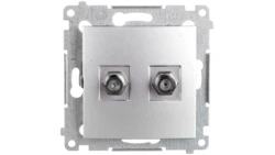 Simon 54 Gniazdo antenowe podwójne typu F srebrny mat DASF2.01/43