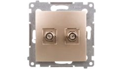 Simon 54 Gniazdo antenowe podwójne typu F złoty mat DASF2.01/44