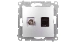 Simon 54 Gniazdo antenowe i komputerowe typu F i RJ45 kat.6 srebrny mat DASFRJ45.01/43