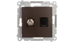 Simon 54 Gniazdo antenowe i komputerowe typu F i RJ45 kat.6 brąz mat DASFRJ45.01/46