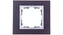 Simon 82 Ramka pojedyncza metalowa inox czarny/ ramka pośrednia aluminium 82917-38