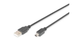 Kabel USB 1m czarny USB A/M wtyk - miniUSB B/M wtyk s/USB 2.0 AK-300108-010-S