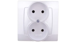 KARO Gniazdo podwójne b/u srebrny perłowy GP-2S/43