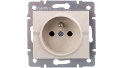 LOGI Gniazdo pojedyncze 2P+Z z przesłoną styków śrubowe 16A 250V Kremowy 25149