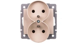 LOGI Gniazdo podwójne 2x2P+Z śrubowe 16A 250V Kremowy 25151