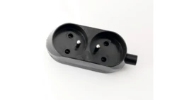 Gniazdo przenośne dwukrotne 16A 2P+Z 250V czarne GN-270