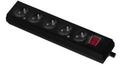 Gniazdo przenośne pięciokrotne 16A 2P+Z 250V z wyłącznikiem czarne GN-570WS