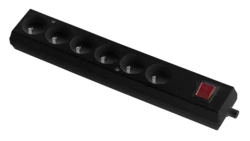 Gniazdo przenośne sześciokrotne 16A 2P+Z 250V z wyłącznikiem czarne GN-670WS