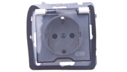 AS Gniazdo bryzgoszczelne z/u Schuko IP44 z przesłonami klapka przezroczysta ecru GPH-1GSP/m/27/d
