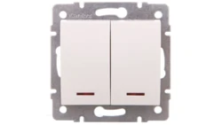 LOGI Łącznik dwugrupowy świecznikowy z LED śrubowy 10AX 250V biały 021120102 25079