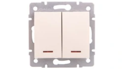 LOGI Łącznik zwierny podwójny LED śrubowy 10AX 250V kremowy 021023103 25130