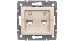 LOGI Gniazdo teleinformatyczne (RJ45 Cat 5e+RJ11) Kremowy 25171