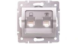 LOGI Gniazdo teleinformatyczne (RJ45 Cat 5e+RJ11) Srebrny 25230