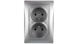 DOMO Gniazdo podwójne kompletne śrubowe 16A 250V srebrny 011261143 24857