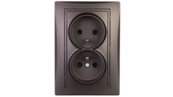 DOMO Gniazdo podwójne kompletne ochrona styków śrubowe 16A 250V grafit 011260141 24915