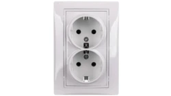 DOMO Gniazdo podwójne Schuko kompletne śrubowe 16A 250V biały 011270102 24740