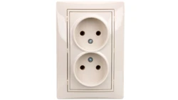 DOMO Gniazdo podwójne bez uziemienia kompletne śrubowe 16A 250V kremowy 011280103 24800