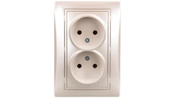 DOMO Gniazdo podwójne bez uziemienia kompletne śrubowe 16A 250V perłowy biały 011280130 24977