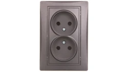 DOMO Gniazdo podwójne bez uziemienia kompletne śrubowe 16A 250V grafit 011280141 24918