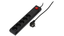 Listwa przeciwprzepięciowa PS-5P 5-gniazd z/u 10A 3m /OMY 3x1/ czarna