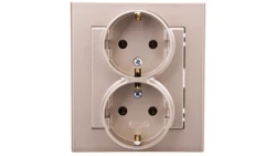 SONATA Gniazdo podwójne z/u Schuko szampański złoty GP-2RS/39