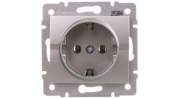 LOGI Gniazdo pojedyncze 2P+Z Schuko śrubowe 16A 250V Srebrny 25204
