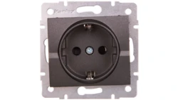 LOGI Gniazdo pojedyncze 2P+Z Schuko z przesłoną styków śrubowe 16A 250V Grafit 25266