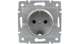 LOGI Gniazdo pojedyncze 2P+Z Schuko z przesłoną styków śrubowe 16A 250V Srebrny 25207