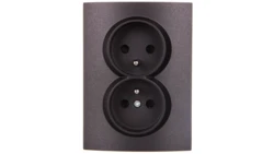 LOGI Gniazdo podwójne 2x2P+Z kompletne z przesłoną styków śrubowe 16A 250V Grafit 25270