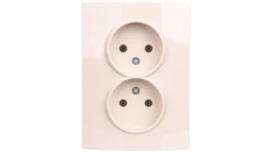 LOGI Gniazdo podwójne 2x2P kompletne śrubowe 16A 250V Kremowy 25155