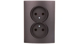 LOGI Gniazdo podwójne 2x2P kompletne śrubowe 16A 250V Grafit 25273