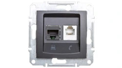 SEDNA Gniazdo teleinformatyczne RJ11 RJ45 kat.5e UTP grafitowe SDN5100170