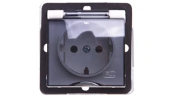 IMPRESJA Gniazdo bryzgoszczelne z/u Schuko IP44 klapka przezroczysta ecrue GPH-1YS/m/27/d