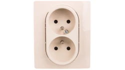 NILOE Gniazdo podwójne z/u kompaktowe 16 A 250 Vz przesłonami kremowe 764641