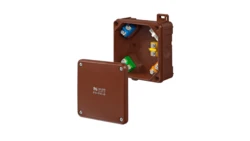 Puszka hermetyczna n/t 2K 98x98x46mm z zaciskami 5x2,5mm2 IP55/IP65 brązowa 0290-61