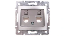 DOMO Gniazdo komputerowe podwójne niezależne 2x RJ45Cat 6 Jack srebrne 011420043 24874