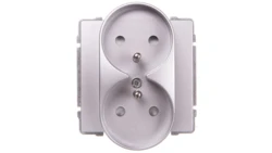 KOS66 Gniazdo podwójne z/u z przesłonami aluminium 664047