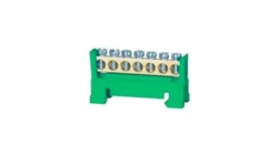 Listwa zaciskowa niska na szynę 7-torowa zielona TH35 E.4020