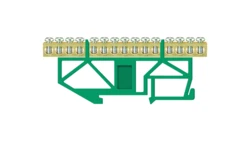 Listwa zaciskowa wysoka na szynę 15-torowa zielona TH35 E.4043