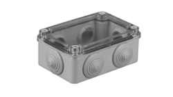 Puszka n/t hermetyczna 120x80x50 6 dławików IP55 pokrywa przezroczysta S-BOX 206-P