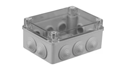 Puszka n/t hermetyczna 150x110x70 10 dławików IP55 pokrywa przezroczysta S-BOX 306-P