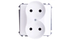 Simon Basic Gniazdo podwójne b/u 16A IP20 z przesloną torów białe BMG2Mz.01/11