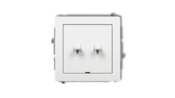 DECO Przycisk świecznikowy (dwa klawisze, bez piktogramów, wspólne zasilanie) w stylu amerykańskim biały DWPUS-44.1