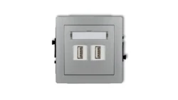 DECO Gniazdo podwójne 2xUSB-AA 3.0 srebrny metalik 7DGUSB-6