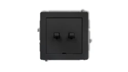 DECO Przycisk świecznikowy (dwa klawisze, bez piktogramów, wspólne zasilanie) w stylu amerykańskim czarny mat 12DWPUS-