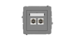 DECO Gniazdo antenowe podwójny typu F (SAT) niklowany szary mat 27DGF-2