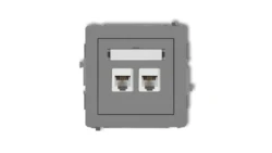 DECO Gniazdo telefoniczne podwójny 2xRJ11, 4-stykowy, beznarzędziowe szary mat 27DGT-2