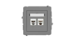 DECO Gniazdo telefoniczne pojedyncze 1xRJ11 + komputerowego pojedyncze 1xRJ45, kat. 5e, 8-stykowy, beznarzędziowe szary mat 27DG
