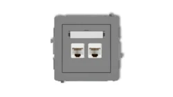 DECO Gniazdo komputerowe podwójny 2xRJ45, kat. 6, ekranowane, 8-stykowy szary mat 27DGK-6